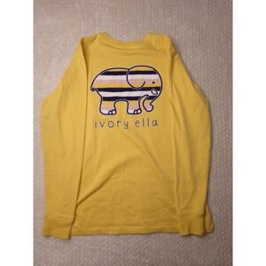Ivory Ella Long Sleeve Graphic Tee Elephant‎ Pocket Yellow XS
